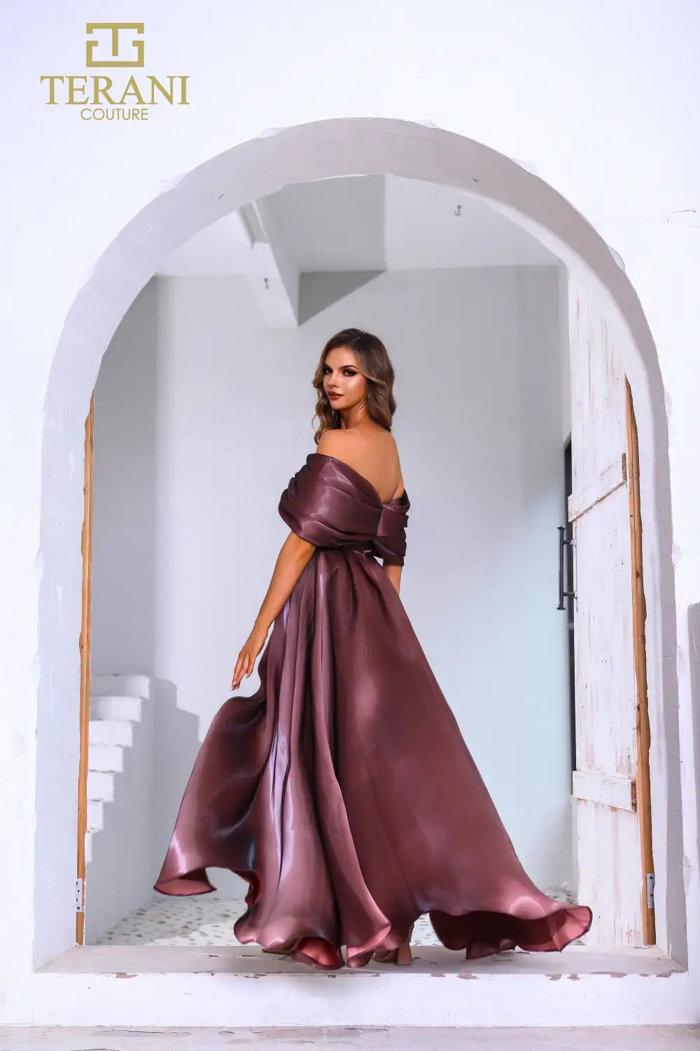 A-line Off the Shoulder Front Slit Long Dress Style #251M4044